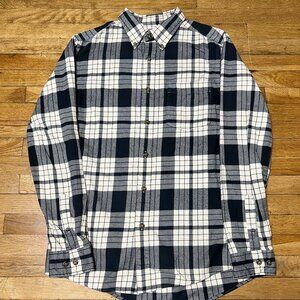 Eddie Bauer Black and White Flannel Shirt Long Sleeve Button Down Size Medium